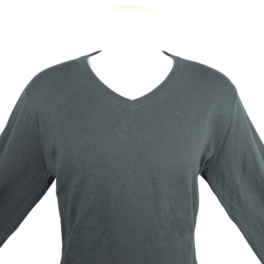 J.Crew Mens V-Neck Sweater Dark Teal Green Merino Wool Blend J7100 Size M NWT